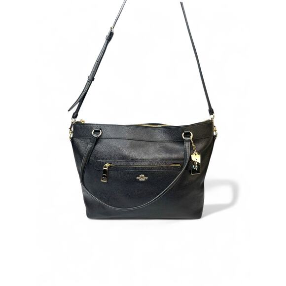 Coach Gallery Saffiano Black Pebbled Leather Taylor Tote - Picture 11 of 12